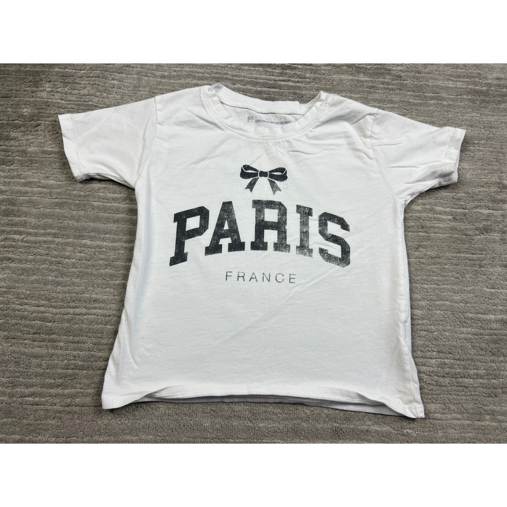 Prince Peter Collection T-Shirt Girls Small White Paris France Bow Graphic Tee